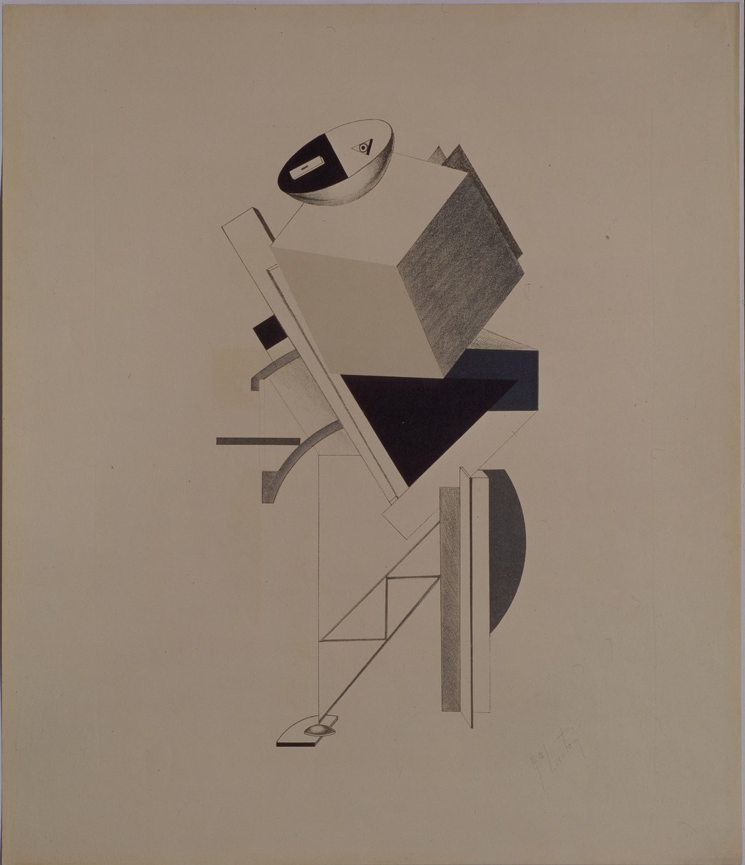 Stark kille. Statyett för operan Seger över solen av A. Kruchenykh, 1920-1921 av Eliezer Markowich Lissitzky