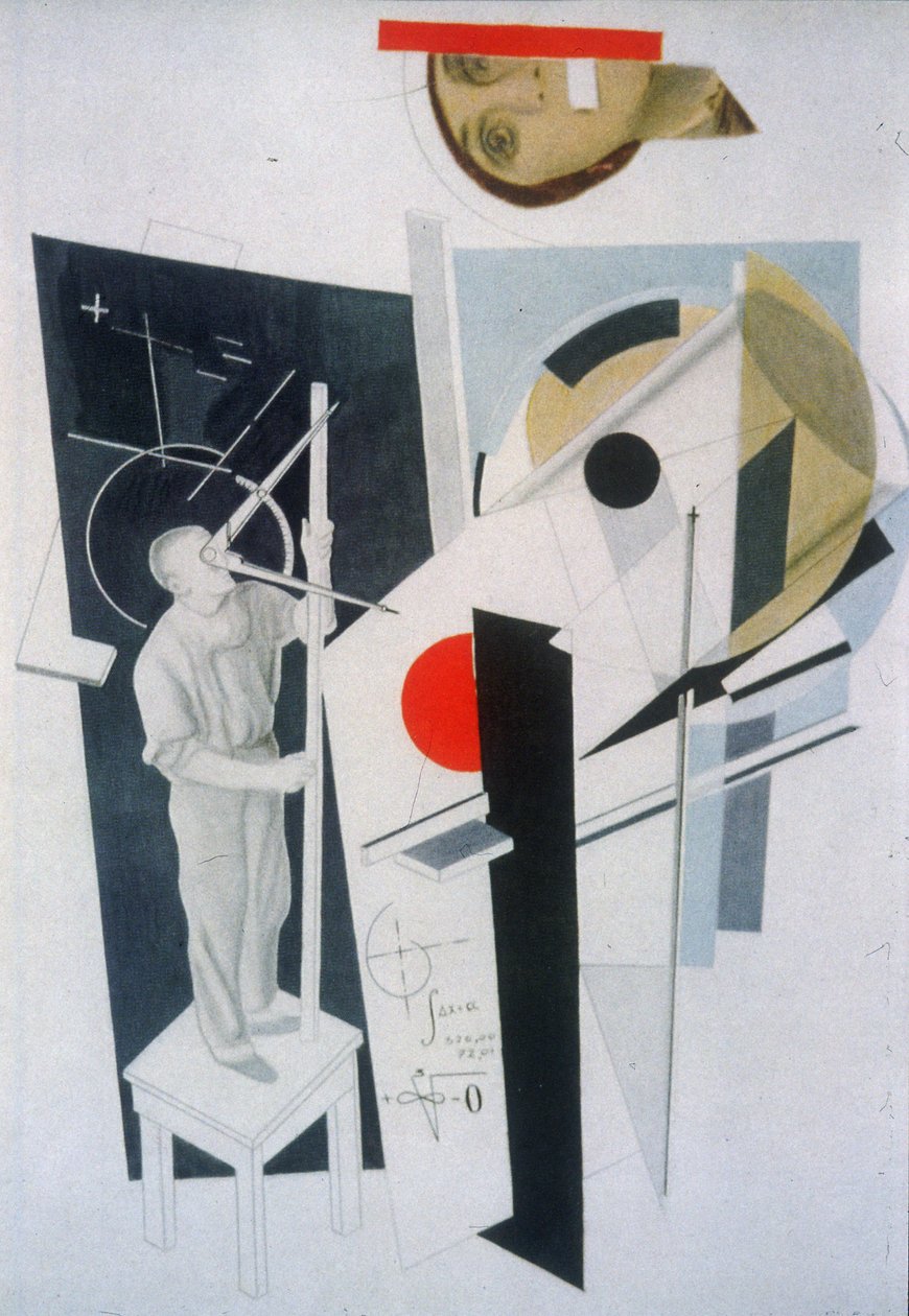 Tatlin på jobbet. Illustration till boken Six Tales with Easy Endings, av Ilya Ehrenburg av Eliezer Markowich Lissitzky