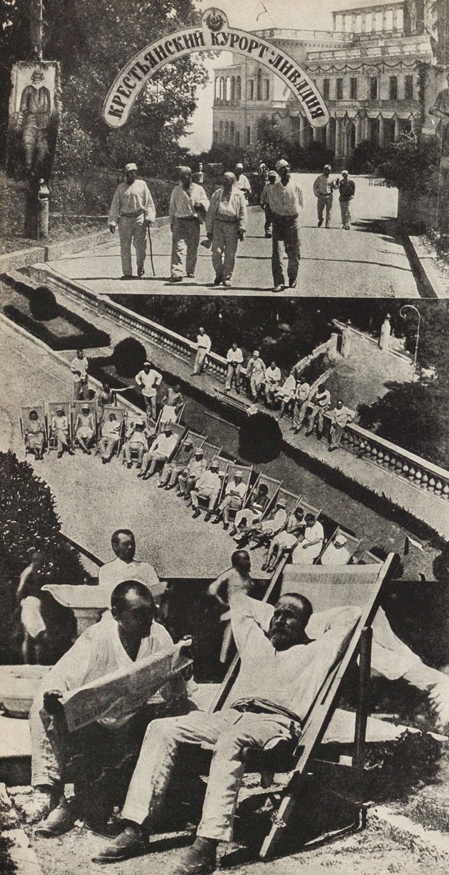 Arbetarnas hälsotillfrisknande. Illustration från USSR Builds Socialism, 1933. av Eliezer Markowich Lissitzky