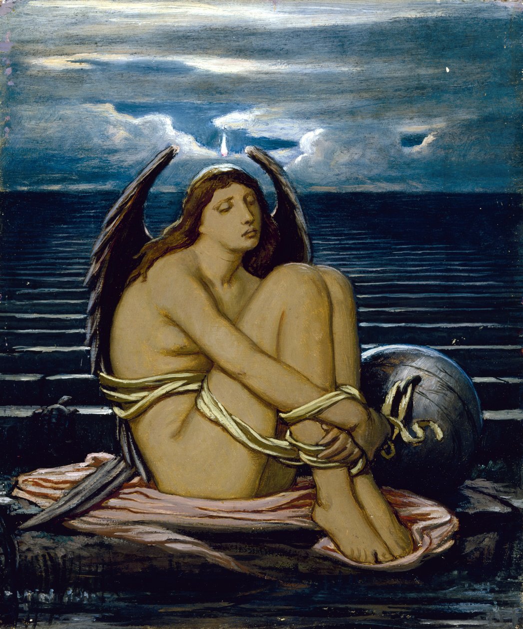 Soul in Bondage, ca. 1891 (olja på kartong) av Elihu Vedder