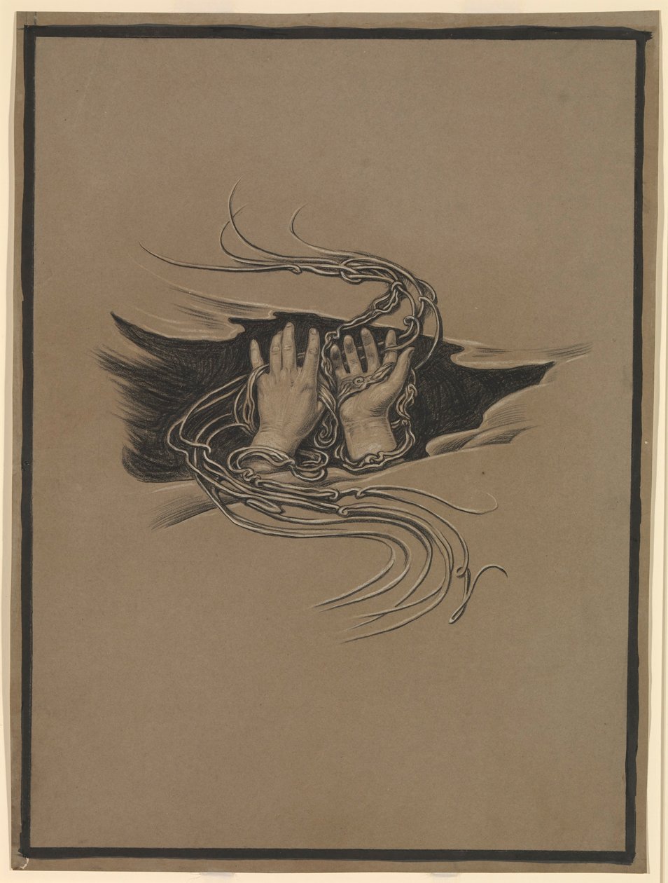 (Illustration till Rubáiyát av Omar Khayyám) Hand som ger förlåtelse och hand som ber om förlåtelse av Elihu Vedder