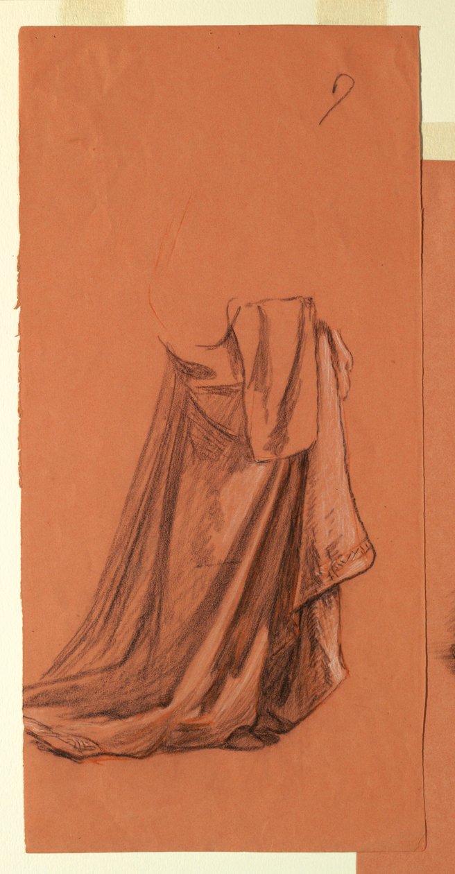Teckning, Draperi (studie till oljemålning, "Bröllopsprocession" eller "Dansen", 1872-79) av Elihu Vedder