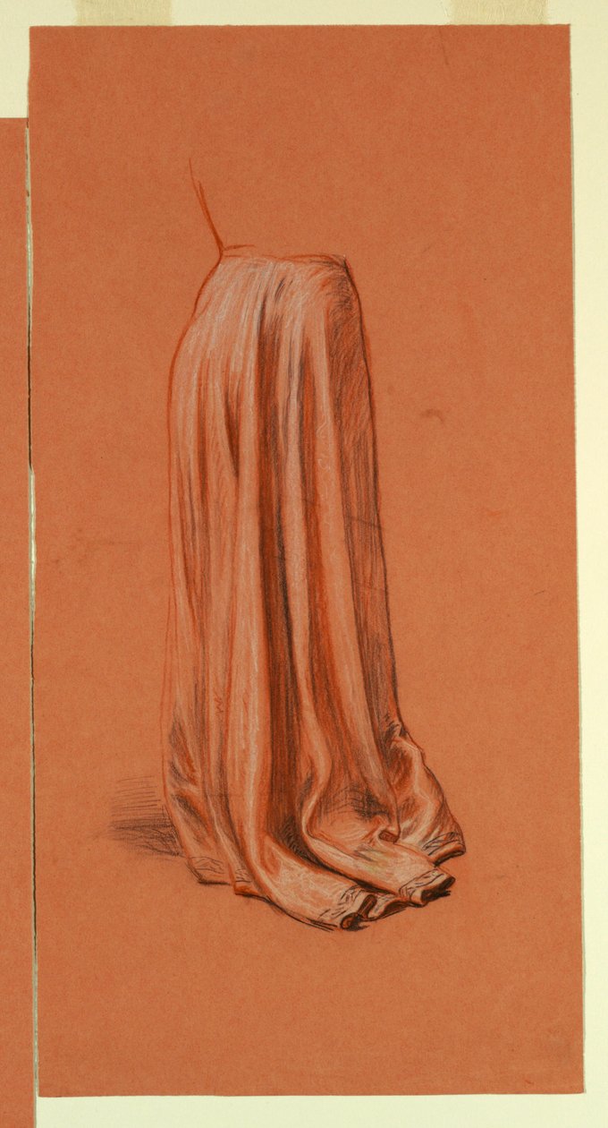 Teckning, Draperi (studie till oljemålning, "Bröllopsprocession" eller "Dansen"), ca 1872-79 av Elihu Vedder