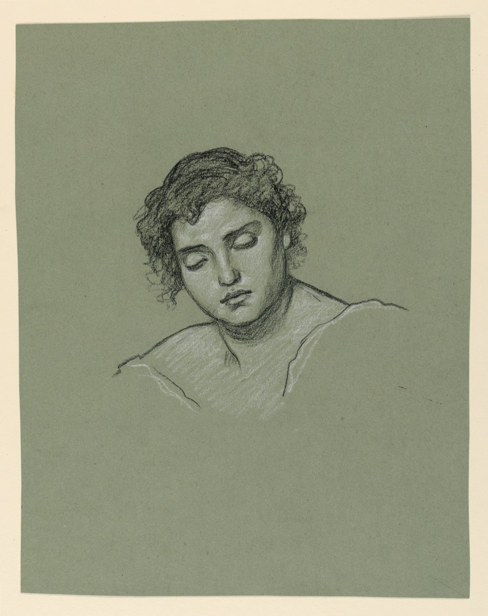 Teckning, Kvinnohuvud, ca 1885 av Elihu Vedder