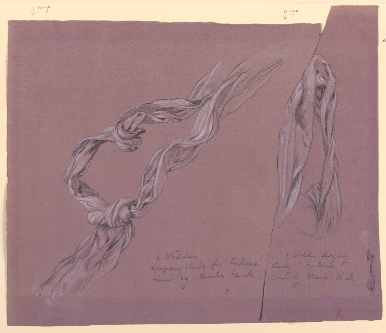 Teckning, Studier av draperi till "Fortune", ca 1887 av Elihu Vedder