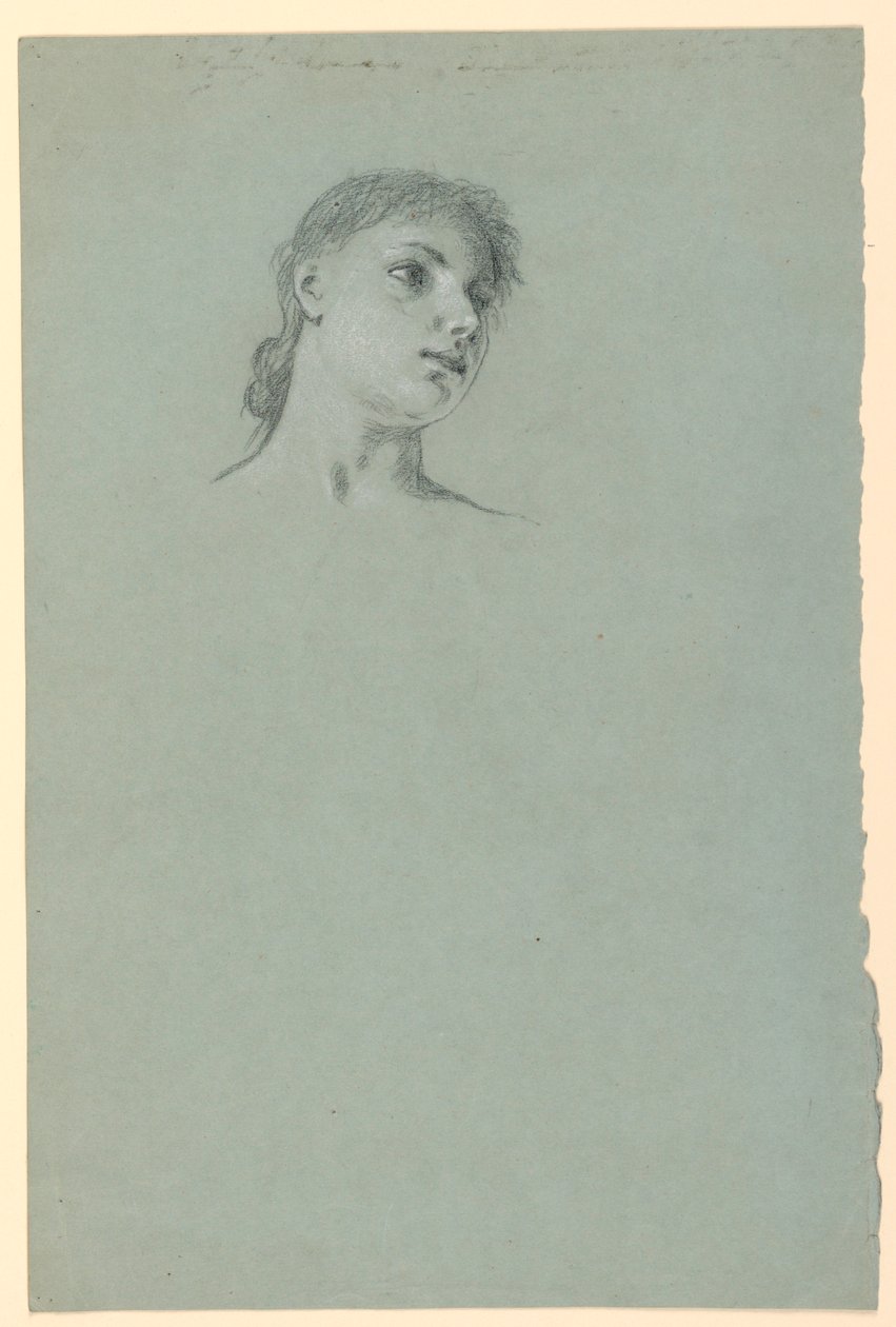 Teckning, studie av en flicka, ca 1885 av Elihu Vedder