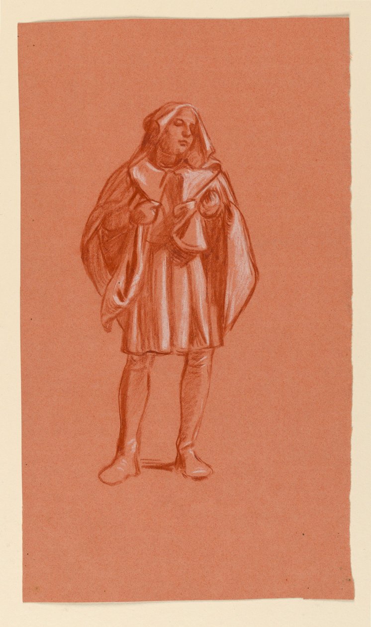 Teckning, Studie av en figur i huvdräkt, ca 1885 av Elihu Vedder