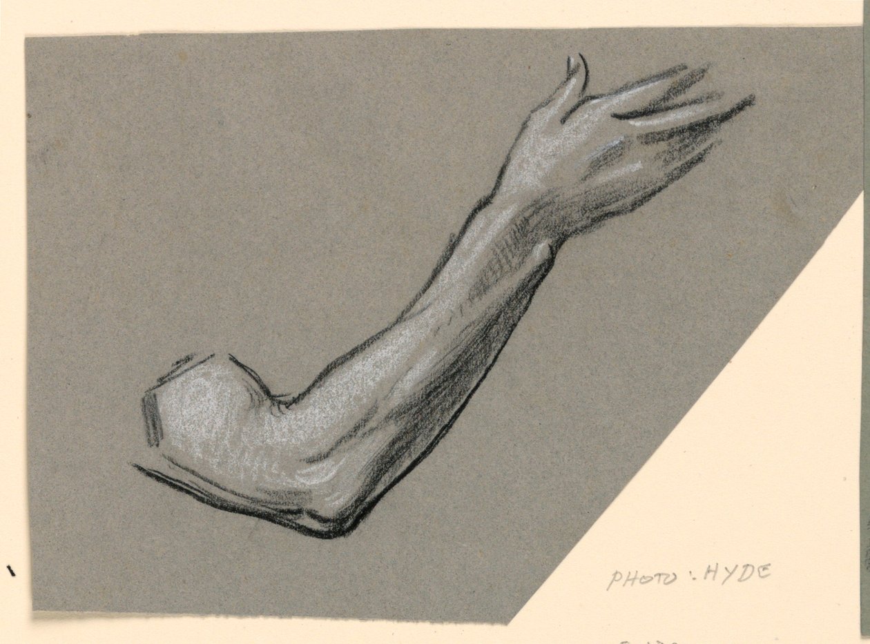 Teckning, detalj av en arm, ca 1885 av Elihu Vedder