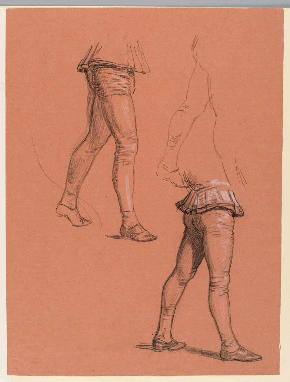 Teckning, detaljer av kostymklädda figurer, ca 1885 av Elihu Vedder