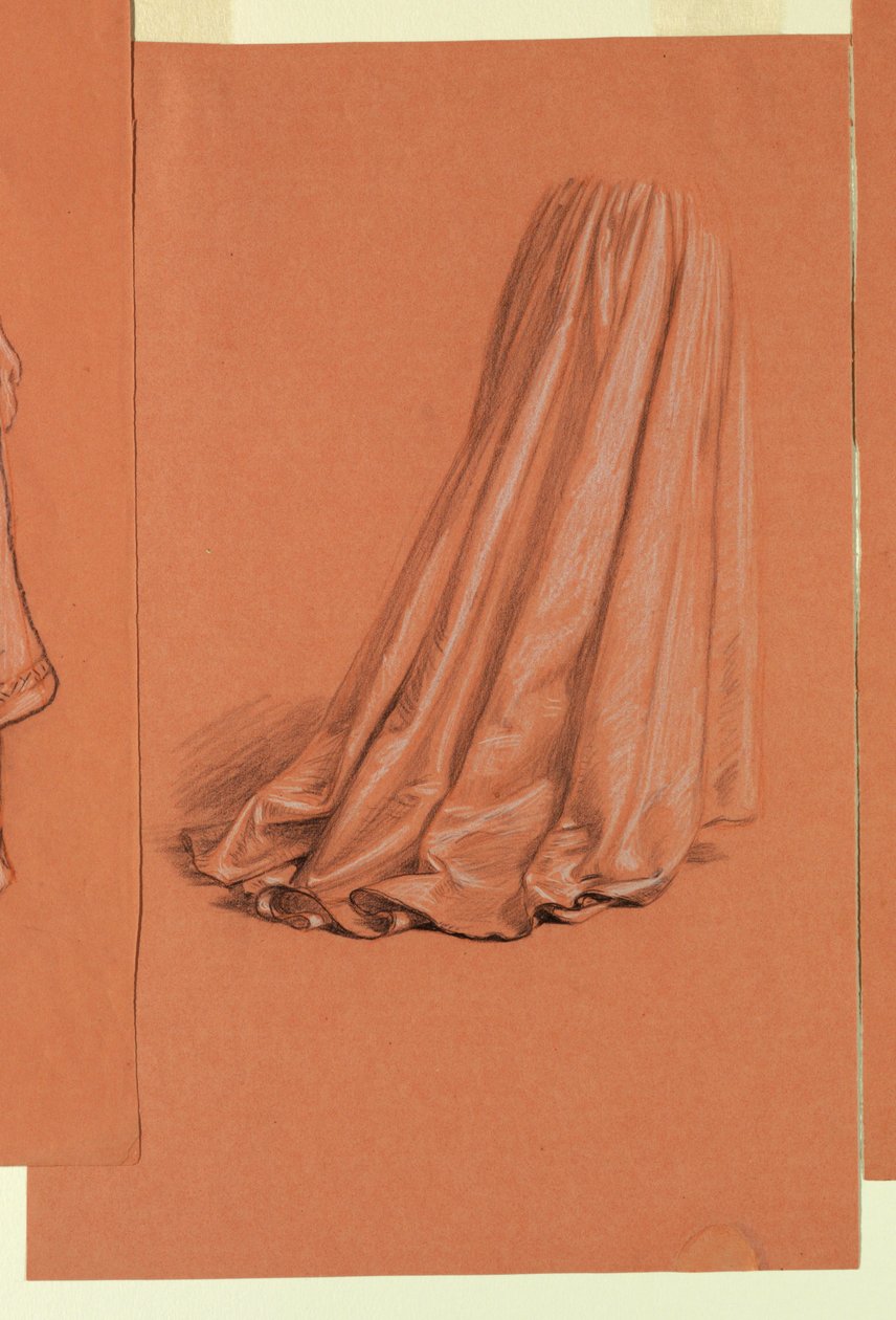 Teckning, draperi (studie till oljemålning, "Wedding Procession"), ca 1872 av Elihu Vedder