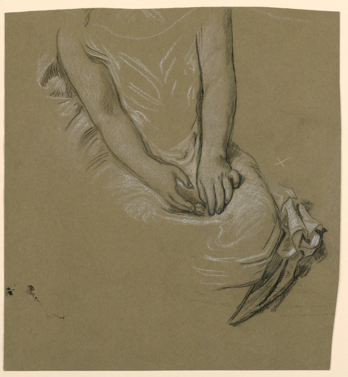 Teckning, studie av kvinnlig torso, ca 1885 av Elihu Vedder