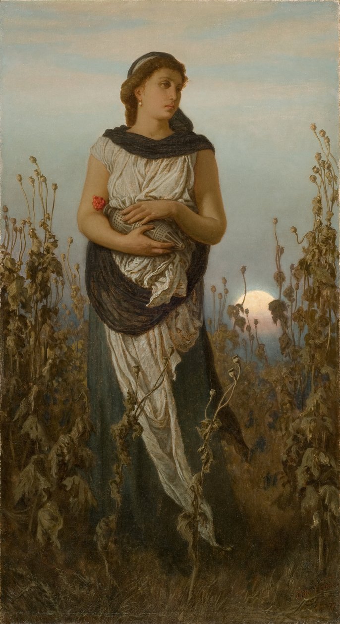 Memory (Flicka med vallmo), 1877 av Elihu Vedder