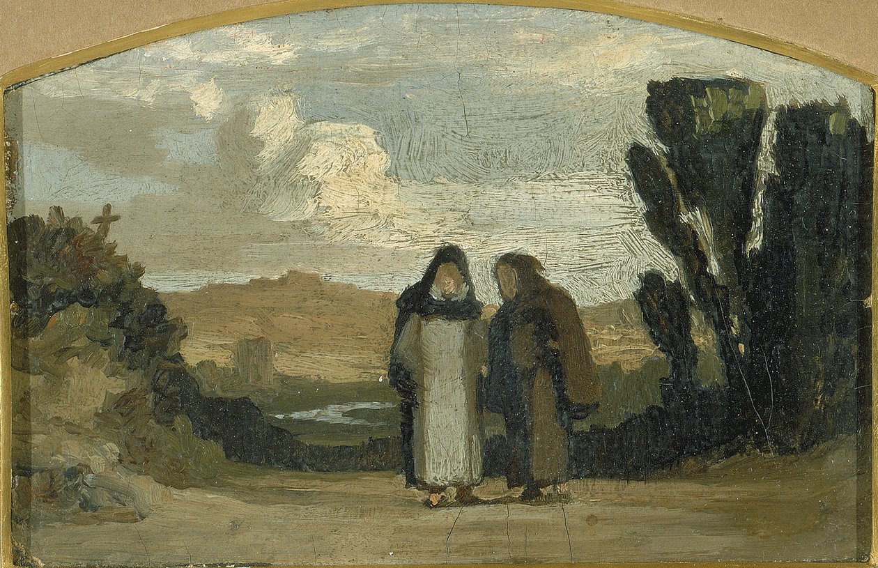 Munkar på Appiavägen, ca. 1865. av Elihu Vedder