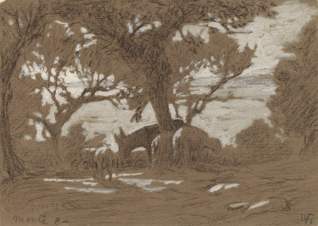 Mt. Colognola - Får som betar vid Trasimenosjön, ca. 1878. av Elihu Vedder