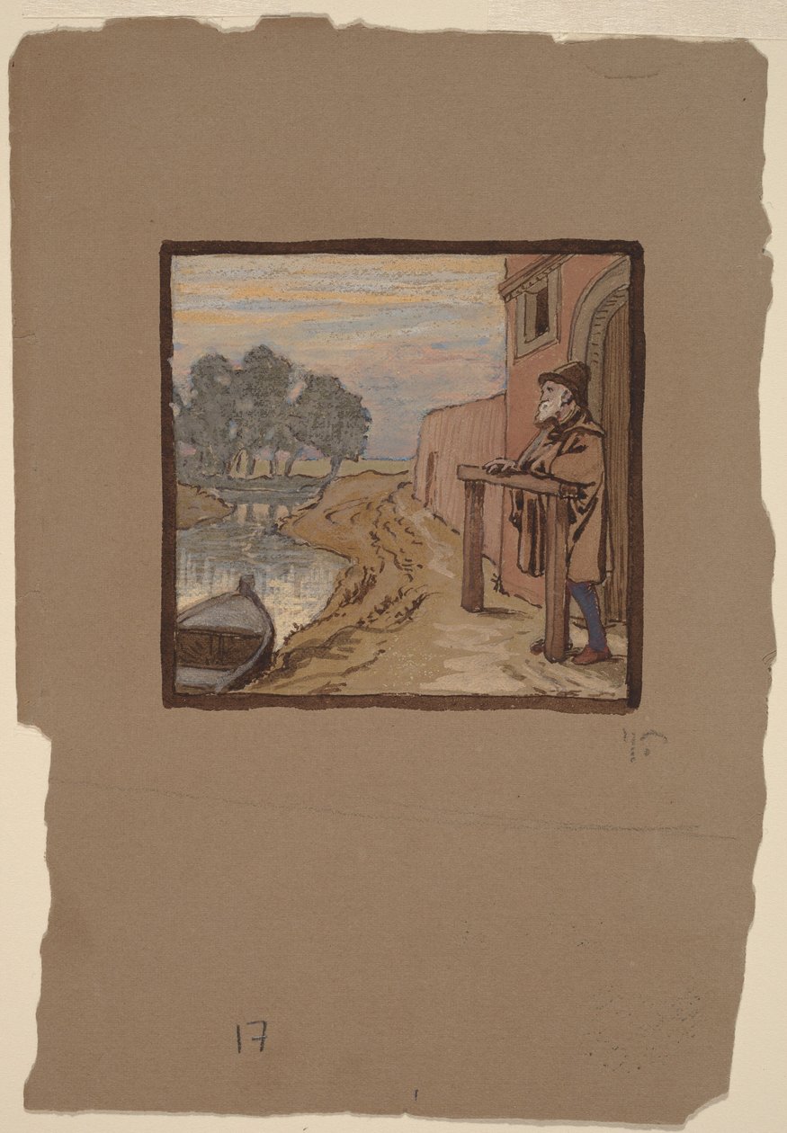 Gammal man vid en flod av Elihu Vedder