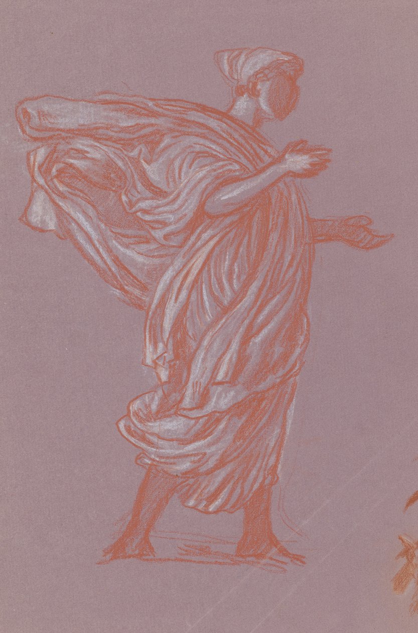Stående figur, ca 1872-77 (krita på lila papper) av Elihu Vedder