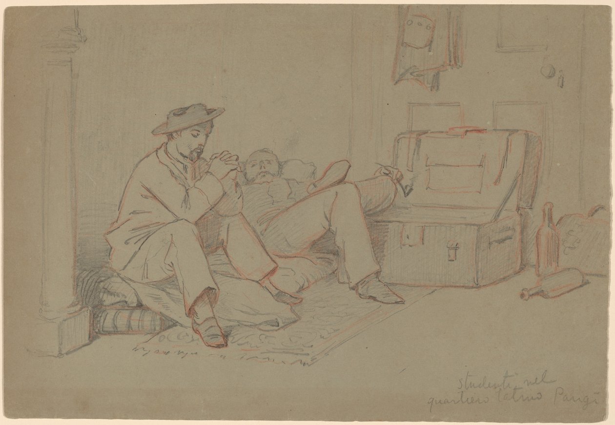 Studenter i Quartier Latin, Paris, ca. 1858. av Elihu Vedder