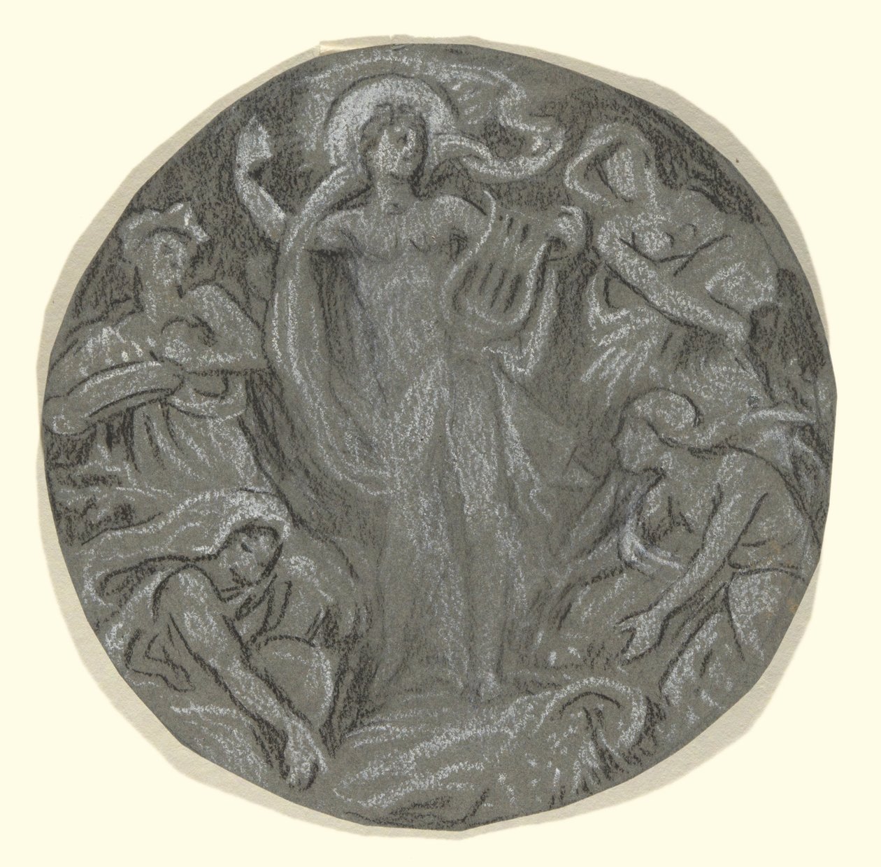 Studie för Center Circle of Huntington Ceiling: Apollo and Attendants av Elihu Vedder