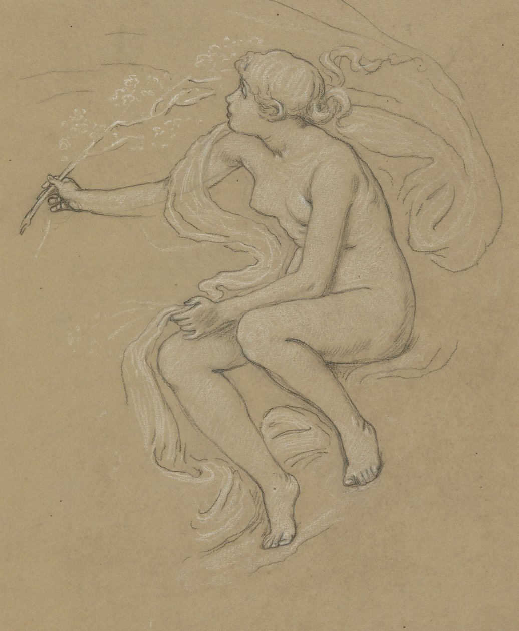 Studie för Figure of Spring av Elihu Vedder