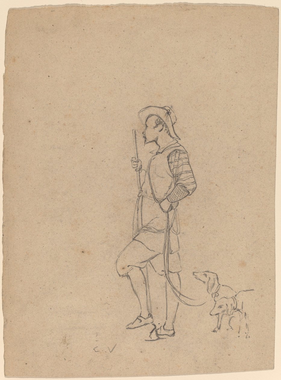 Studie av jägare med hundar av Elihu Vedder