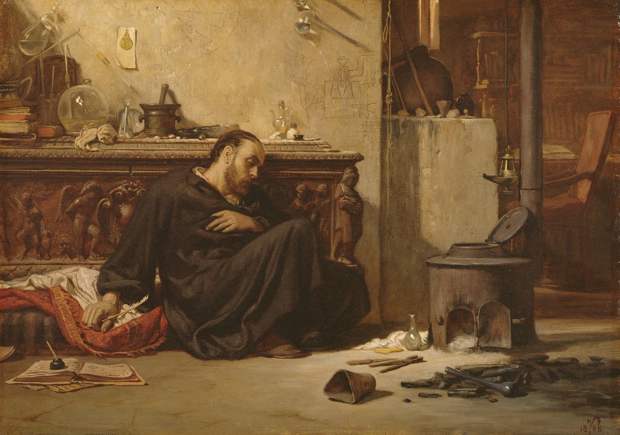 Den döde alkemisten, ca 1868 av Elihu Vedder