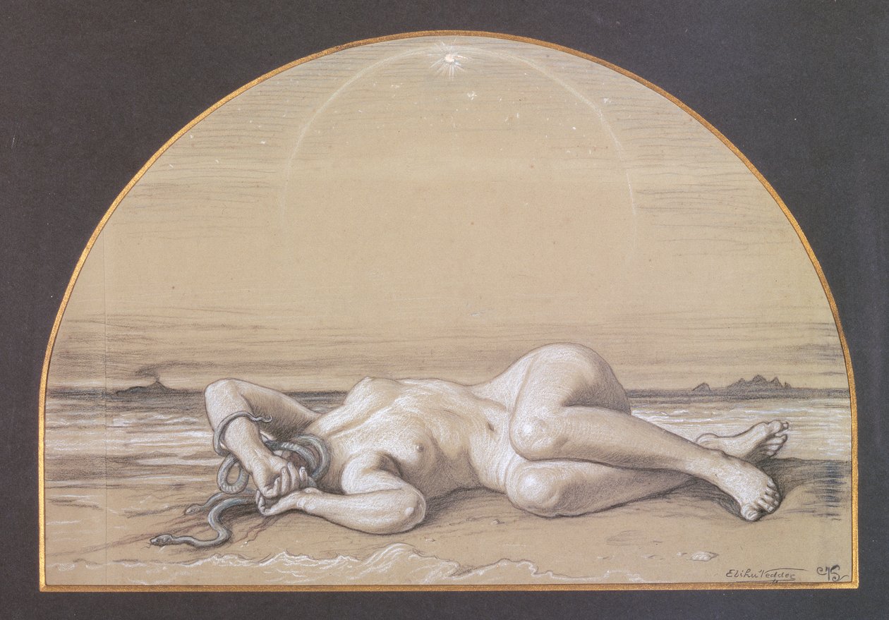 The Dead Medusa (krita på papper) av Elihu Vedder