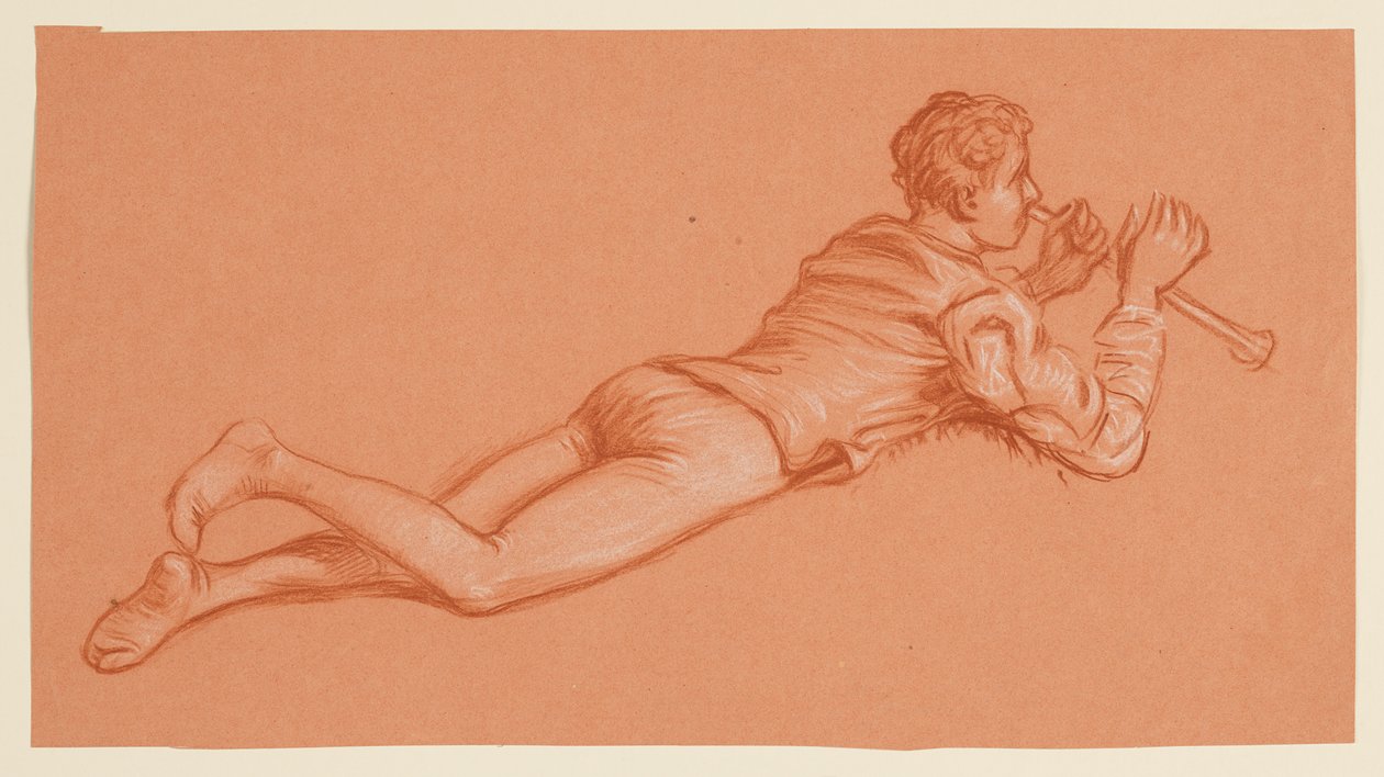 studie av en manlig kostymfigur av Elihu Vedder