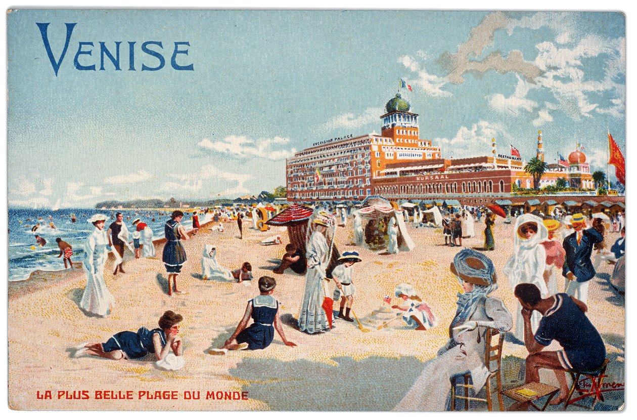 Vykort av Lido i Venedig, c.1905 av Elio Ximenes
