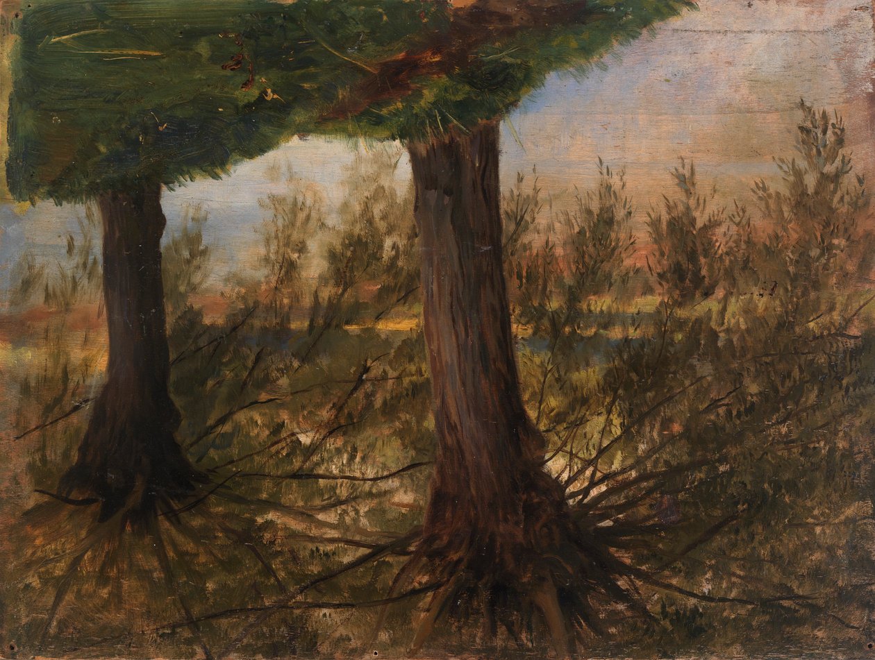 Träd bredvid en bäck, sent 1800-tidigt 1900-tal. av Eliphalet Frazer Andrews