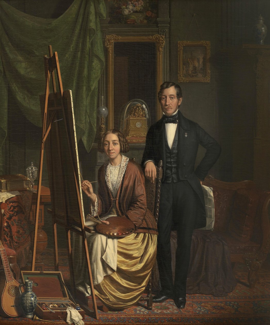 (Själv)porträtt av paret Kiers-Haanen av Elizabeth Haanen (1845) av Elisabeth Alida Haanen