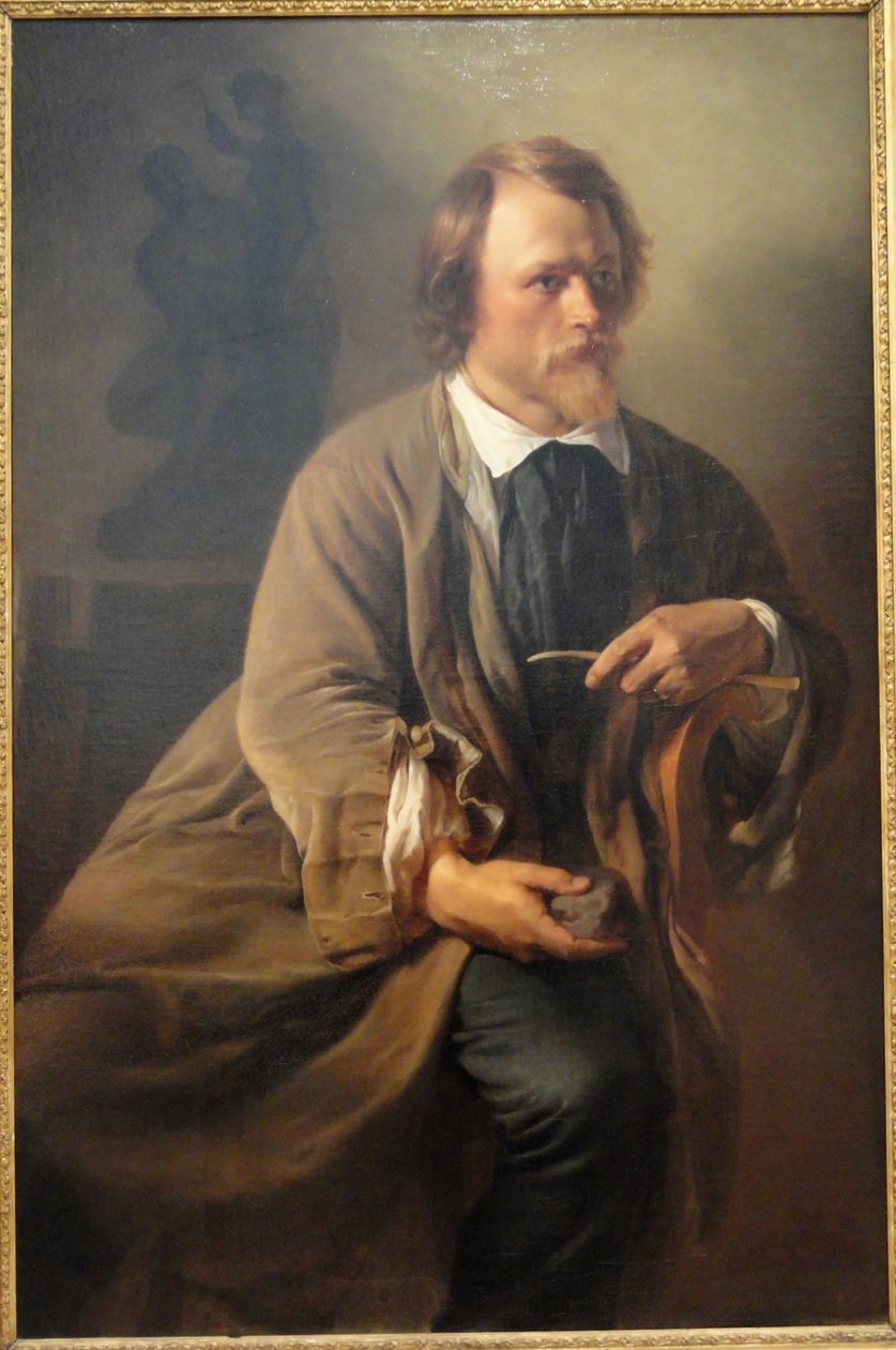 Porträtt av skulptören Jens Adolf Jerichau, konstnärens man av Elisabeth Jerichau Baumann