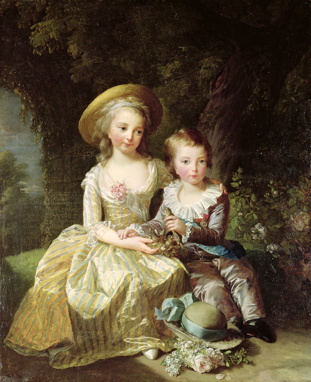 Barnporträtt av Marie-Therese-Charlotte av Frankrike (1778-1851), blivande hertiginna av Angouleme och Louis-Joseph-Xavier av Frankrike (1781-89) Premier Dauphin, 1784 av Elisabeth Louise Vigee Lebrun
