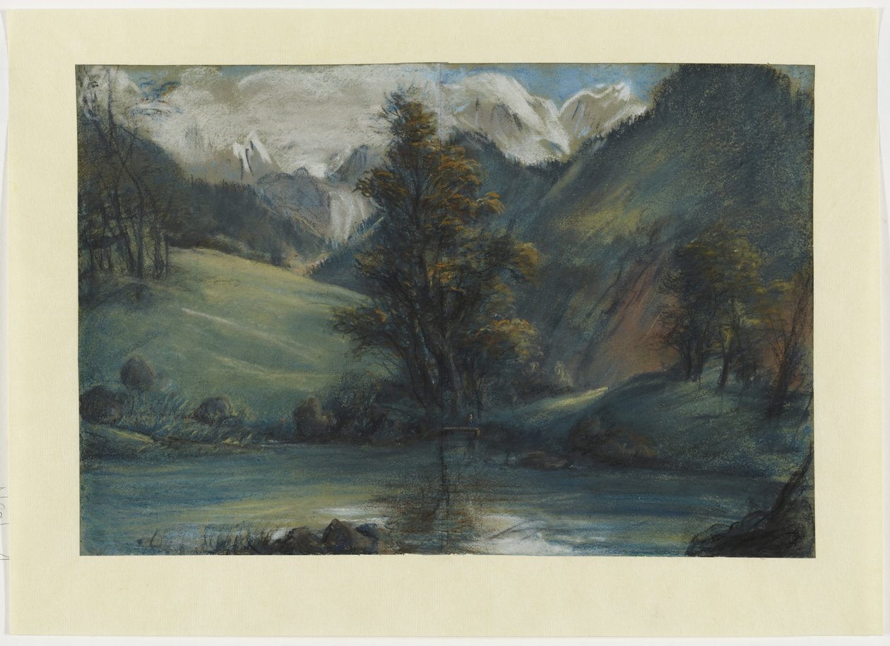 Utsikt över sjön Challes och Mont Blanc, 1807-1808 (pastell på papper) av Elisabeth Louise Vigee Lebrun