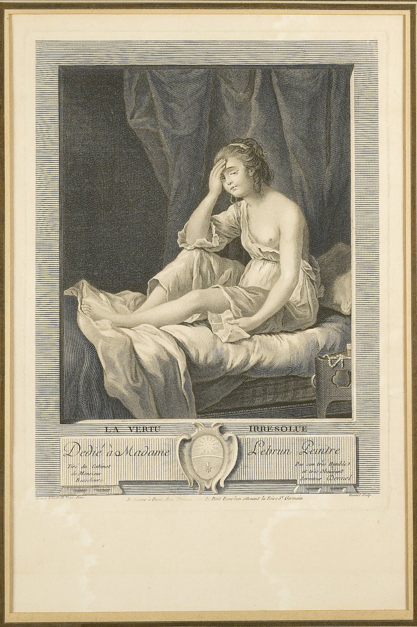 La Vertu Irresolue, graverad av Louis Dennel (1741-86) (gravyr) av Elisabeth Louise (after) Vigee Lebrun