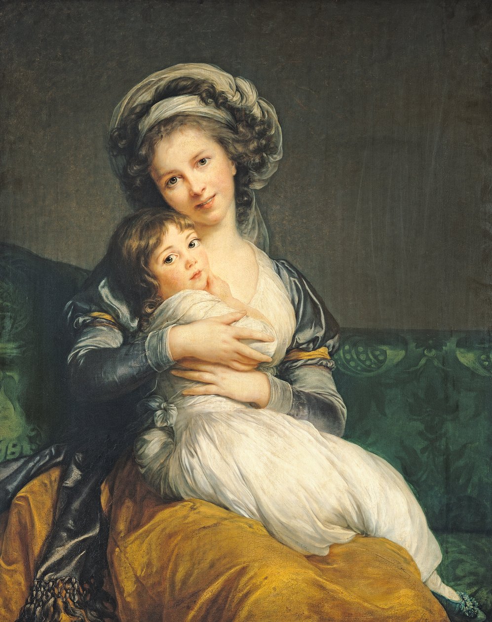 Självporträtt i en turban med sitt barn av Elisabeth Louise Vigee Lebrun