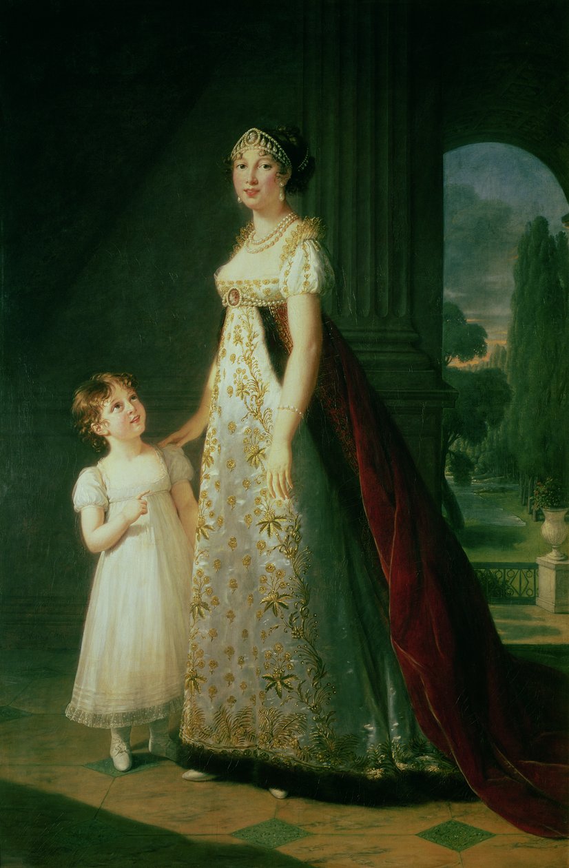 Maria Carolina Bonaparte (1782-1839) Drottning av Neapel med sin dotter Laetitia Murat av Elisabeth Louise Vigee Lebrun