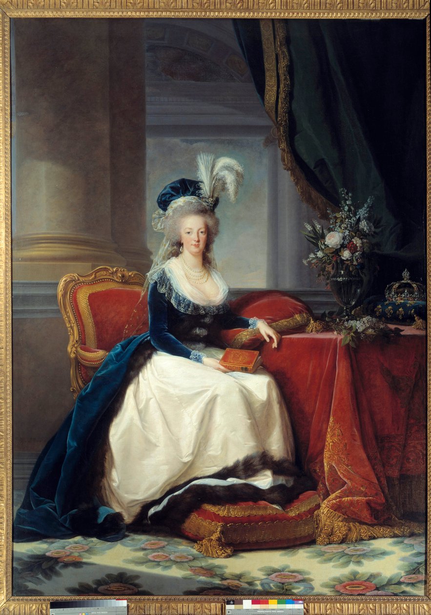 Marie-Antoinette - Hellängdsporträtt av Marie Antoinette de Lorraine Habsburg, Frankrikes drottning (1755 - 1793) - Målning av Marie Elisabeth Louise Vigee Le brun (eller Vigee-Lebrun eller Vigee Lebrun) (1755-1842) av Elisabeth Louise Vigee Lebrun