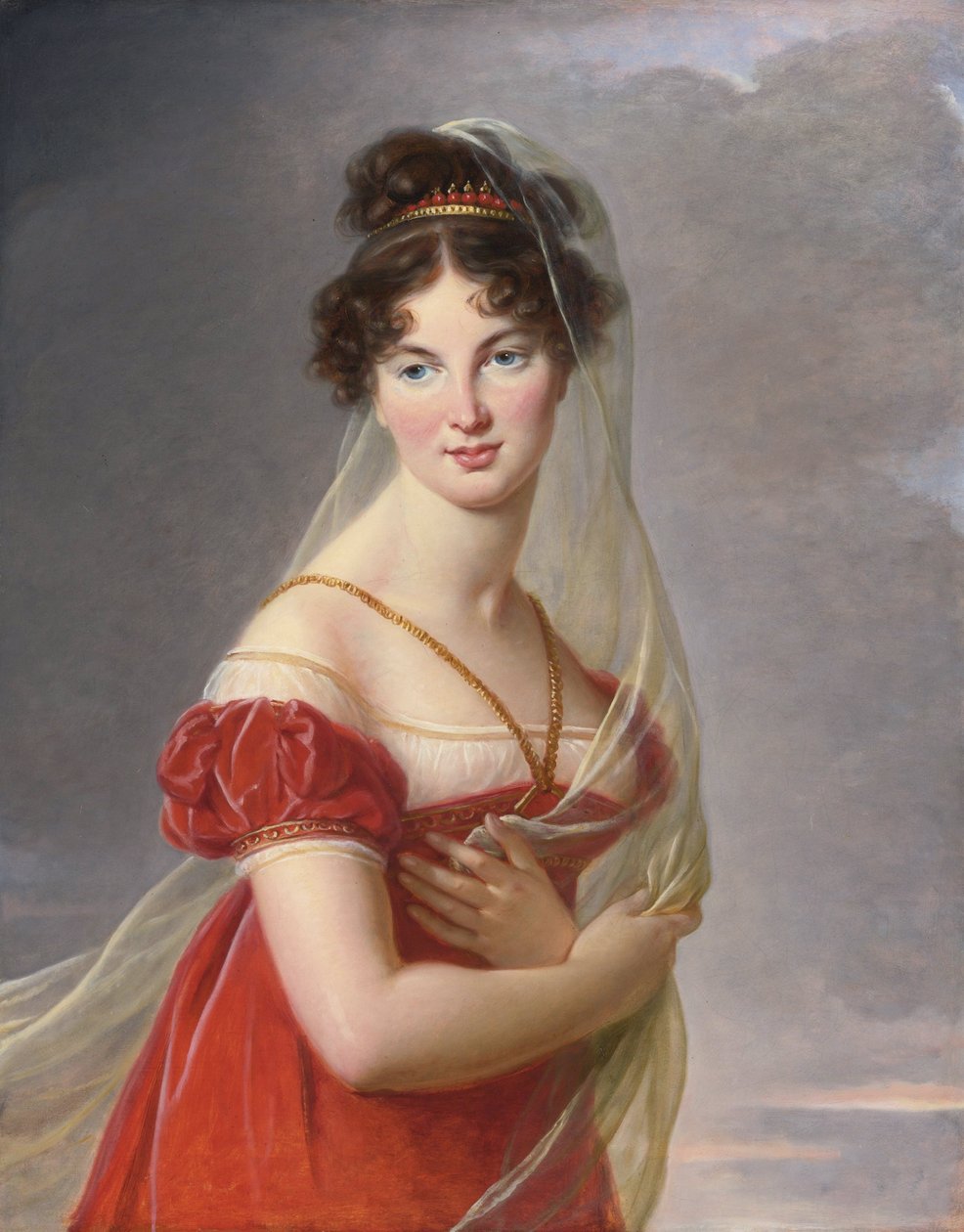 ""Porträtt av Aglae Angelique Gabrielle de Gramont (1787-1842), hustru till general Alexander Lvovich Davydov (1773-1833)"" Målning av Marie Louise Elisabeth Vigee Lebrun (Vigee-Lebrun) (1755-1842) 1800-1805 privat samling av Elisabeth Louise Vigee Lebrun