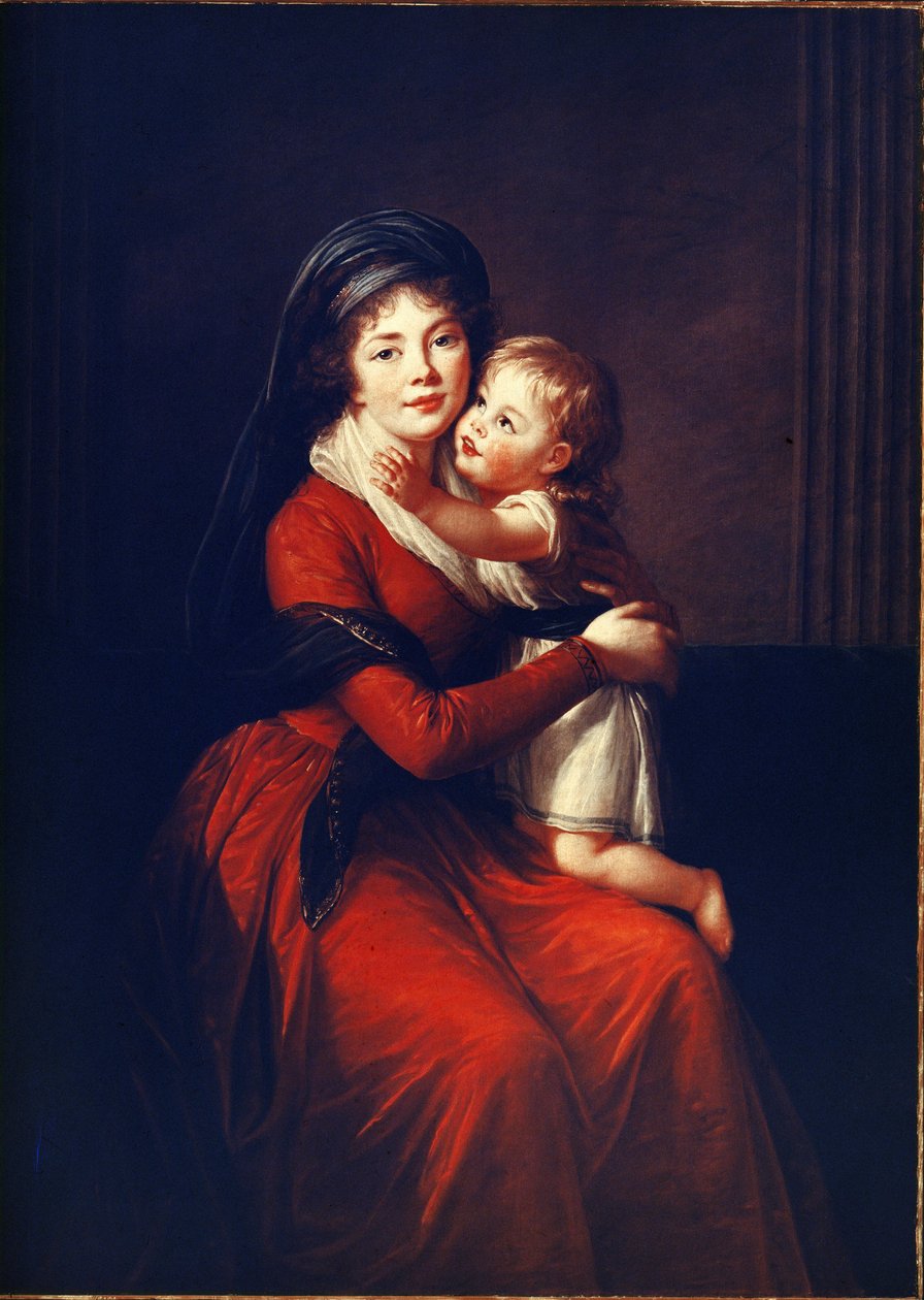 Porträtt av prinsessan Alexandra Petrovna Galitzine (Golitsyna eller Galitzyne) född Protassov (1774-1842) med sin son. Målning av Elisabeth Vigee-Lebrun (Vigee Lebrun) (1755-1842), olja på duk av Elisabeth Louise Vigee Lebrun