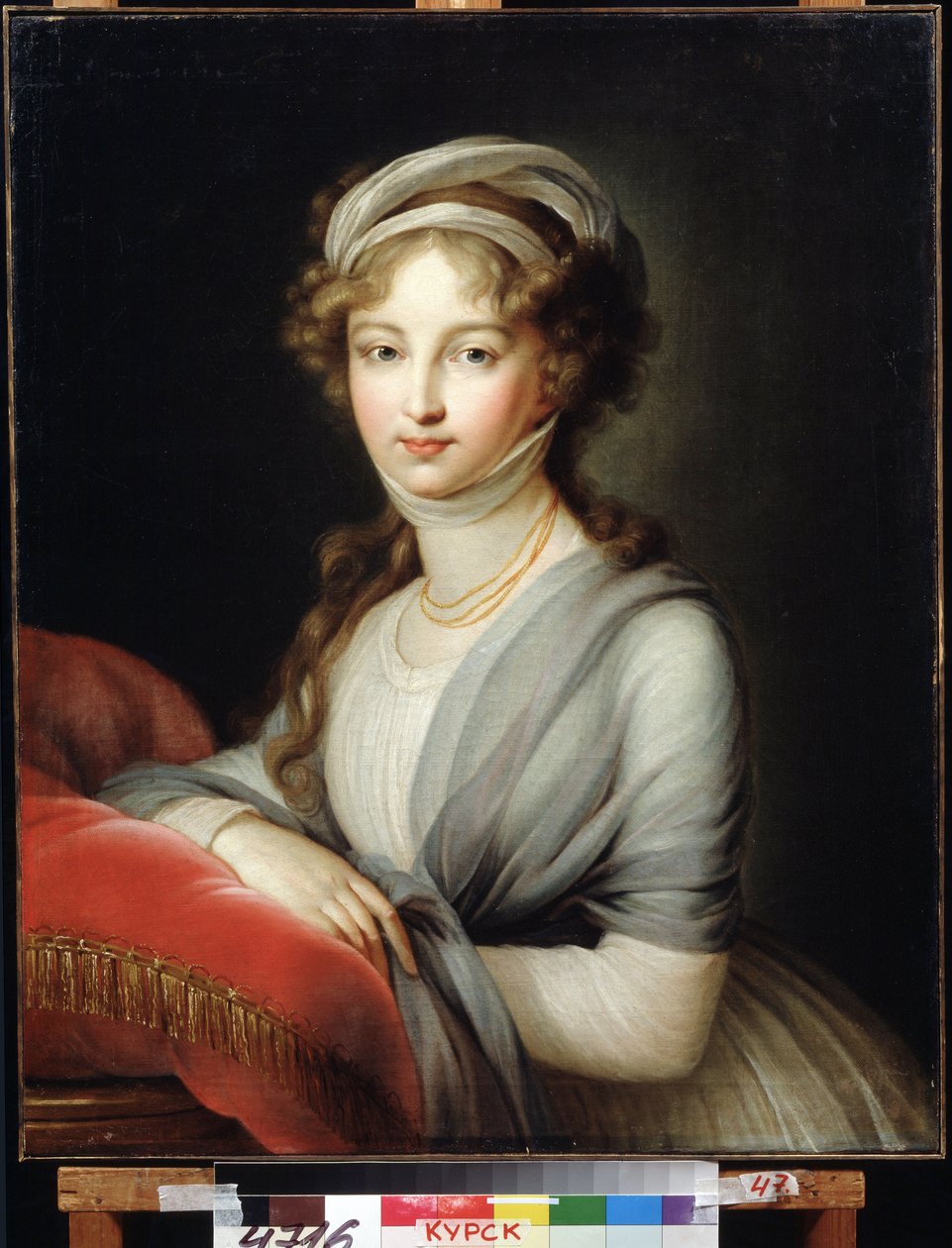 Porträtt av kejsarinnan Elisabeth Alexeievna, prinsessan Louise av Baden (eller Baden) (1779-1826) (Porträtt av kejsarinnan Elizabeth Alexeievna, prinsessan Louise av Baden). Målning av Marie Louise Elisabeth Vigee Lebrun (1755-1842). Olja på duk, 80 x 64, av Elisabeth Louise Vigee Lebrun