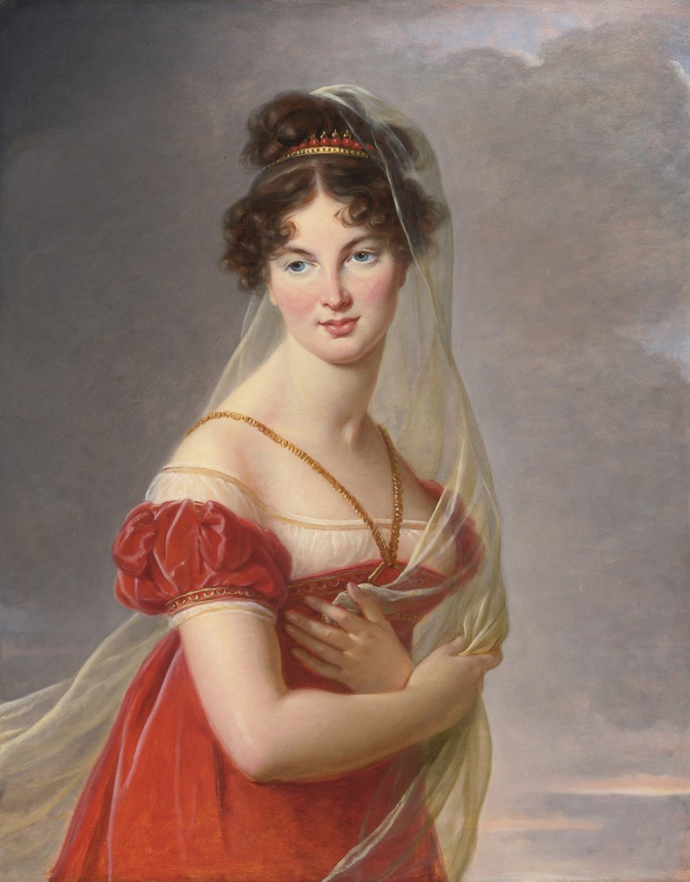 Porträtt av Aglae Angelique Gabrielle de Gramont 1787-1842, hustru till general Alexander Lvovich Davy av Elisabeth Louise Vigee Lebrun