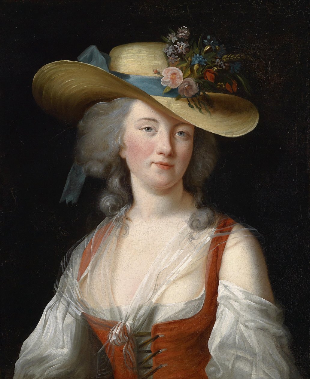 Porträtt av Anne Catherine Le Preudhomme de Chatenoy, grevinna av Verdun, som fin trädgårdsmästare, ca. 1780 av Elisabeth Louise Vigee Lebrun