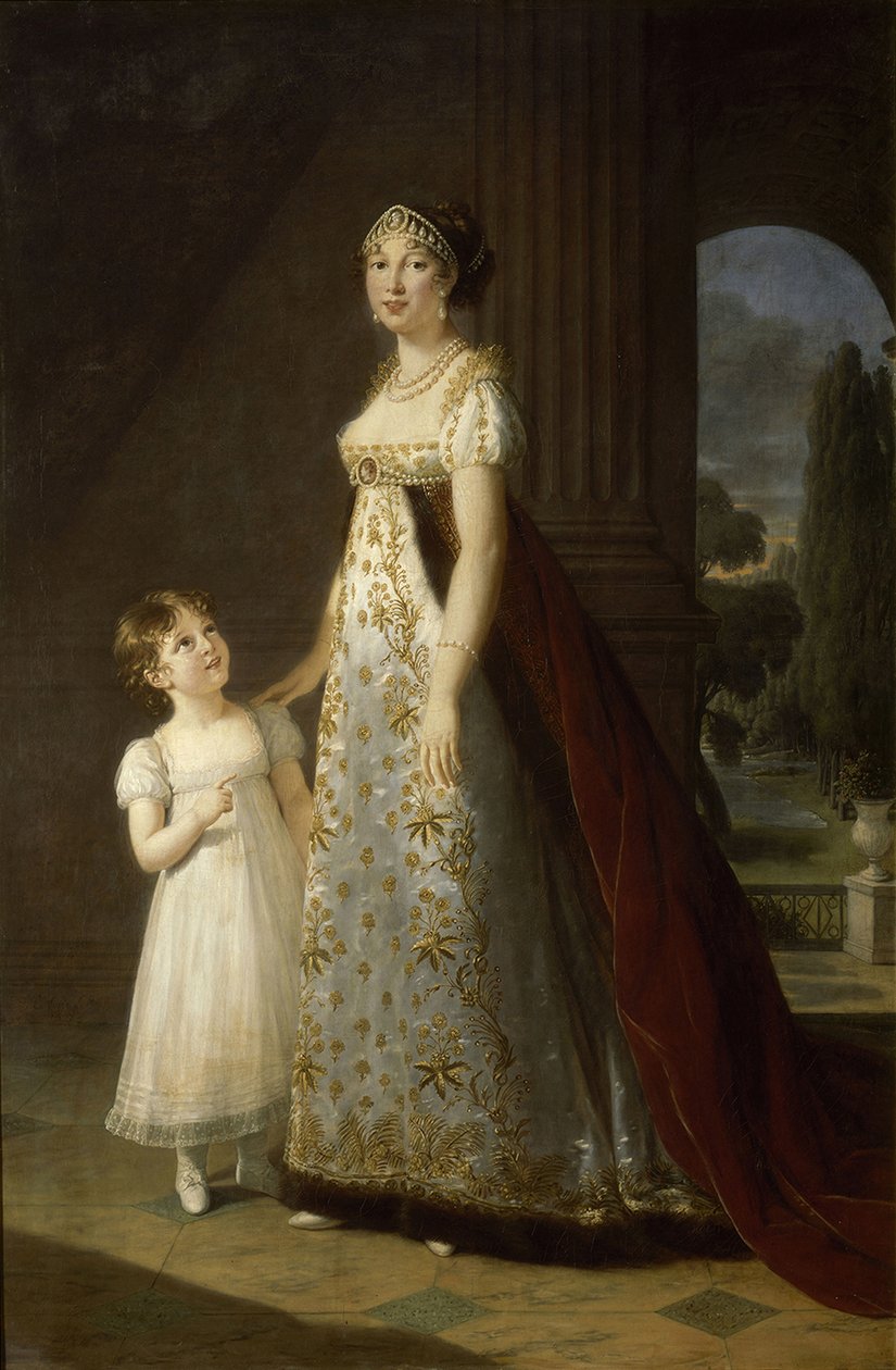 Porträtt av Caroline Bonaparte 1782-1839, drottning av Neapel och Sicilien, med sin dotter, Letizia, 1807 av Elisabeth Louise Vigee Lebrun