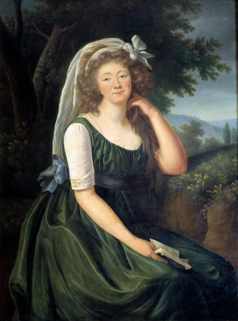Porträtt av Jeanne Becu, grevinnan (eller madame) du Barry (1743-1793), kurtisan och älskarinna till Louis XV, en Louveciennes vid 46 års ålder Målning av Marie Elisabeth Louise Vigee Le brun (eller Vigee-Lebrun eller Vigee Lebrun) ( 1755-1842). september  av Elisabeth Louise Vigee Lebrun