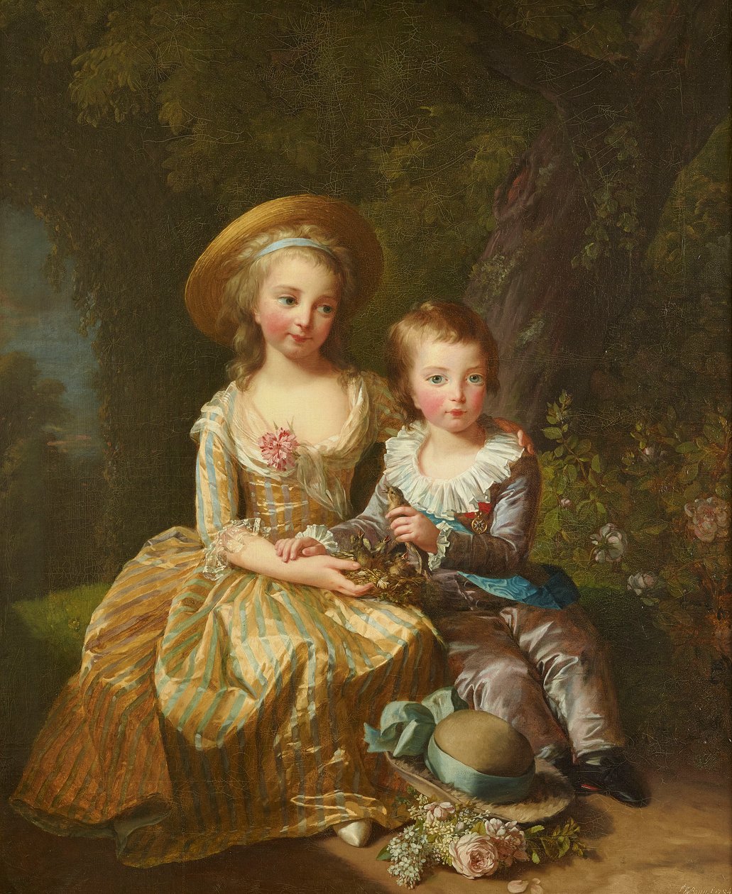 Porträtt av Madame Royale och Louis-Joseph Xavier, Dauphin av Frankrike. av Elisabeth Louise Vigee Lebrun