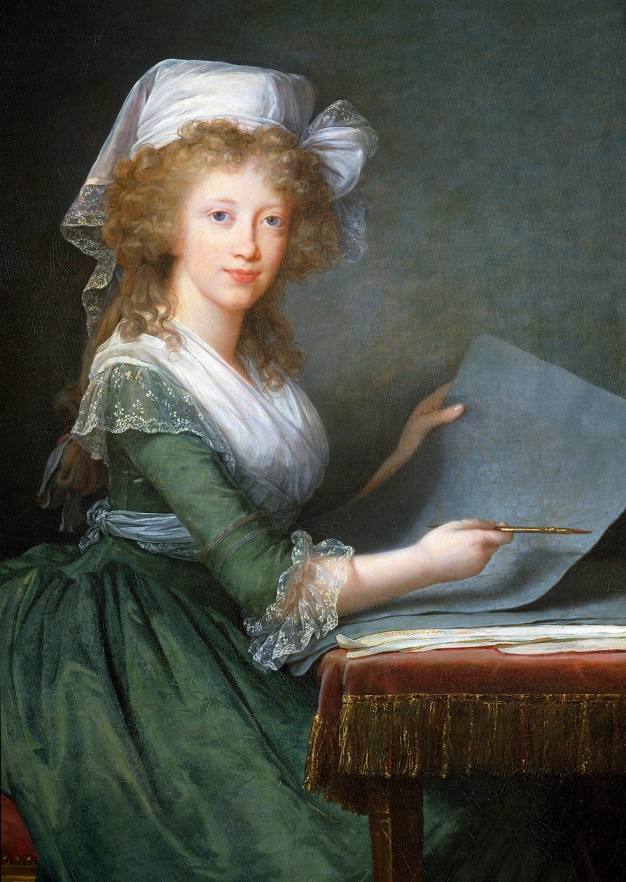 Porträtt av Marie Louise av de två Sicilien (eller Bourbon-Sicilien eller Bourbon Sicilien) (1773-1802), fru till Ferdinand III, storhertig av Toscana Målning av Marie Elisabeth Louise Vigee Le brun (eller Vigee-Lebrun eller Vigee Lebrun) ( 1755-1842) Deta av Elisabeth Louise Vigee Lebrun