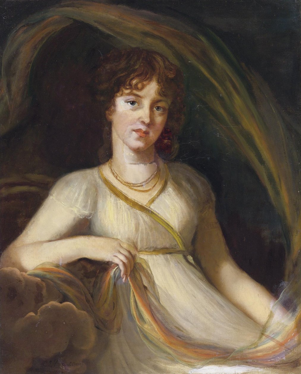 Porträtt av prinsessan Ekaterina Osipovna Tyufyakina, född Khorvat 1777-1802 som Iris, 1802 av Elisabeth Louise Vigee Lebrun