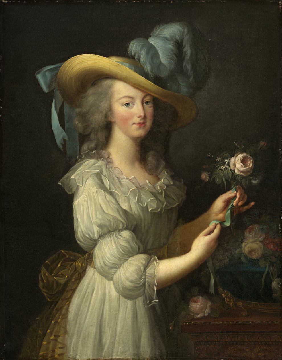 Porträtt av drottning Marie Antoinette av Frankrike 1755-1793, efter 1783. av Elisabeth Louise Vigee Lebrun