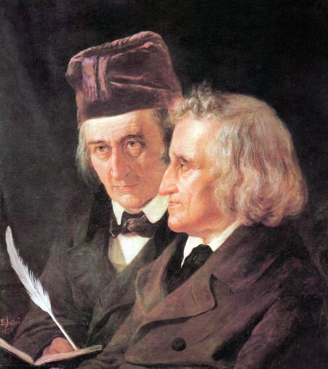 Bröderna Grimm: Jacob (1785-1863) och Wilhelm (1786-1859) målning av Elisabeth Jerichau-Baumann av Elisabeth Maria Anna Jerichau Baumann