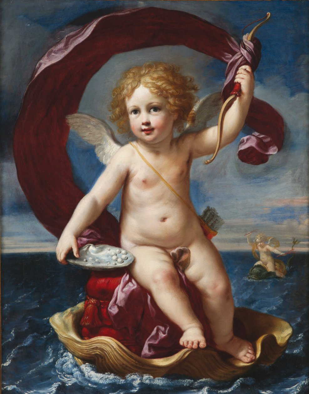 Amor triumferande till sjöss Amorino Medici, 1661. av Elisabetta Sirani